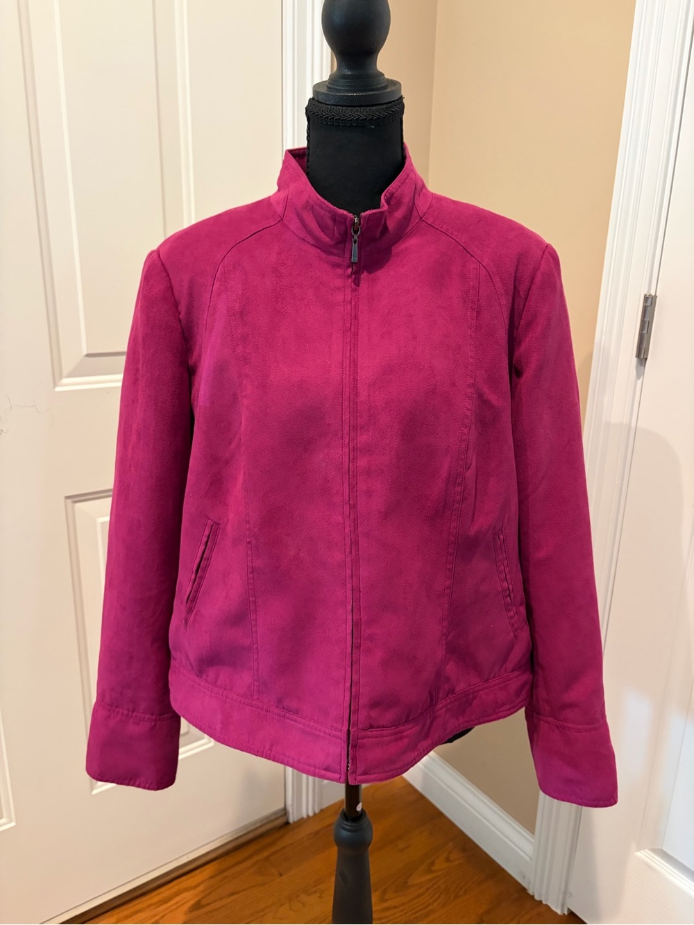 Tribal Studio Women’s Magenta Zip-Front Bomber Jacket